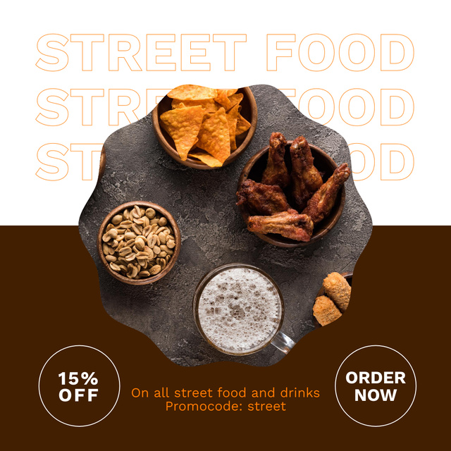 Discount for All Street Food and Drink Instagram Tasarım Şablonu