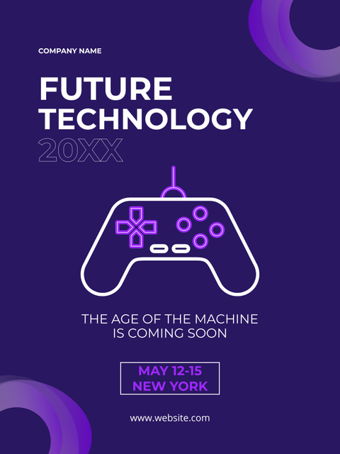 Future Technology Ad with Gamepad Poster US Design Template