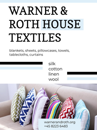 Almofadas para anúncios de têxteis domésticos no sofá Poster US Modelo de Design