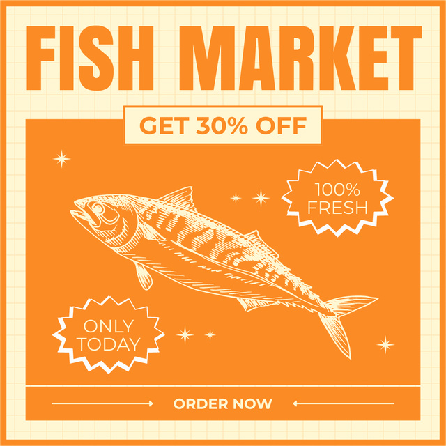 Discount on Fresh Fish from Market Instagram AD Design Template