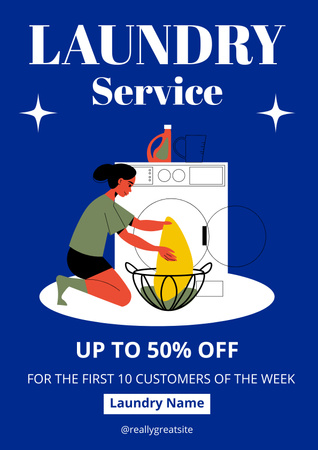 Szablon projektu Oferuj zniżki na usługi pralnicze Poster