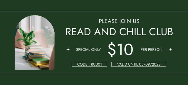 Read and Chill Club Ad Coupon 3.75x8.25inデザインテンプレート