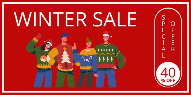 Winter Sale Discount Announcement Twitter tervezősablon