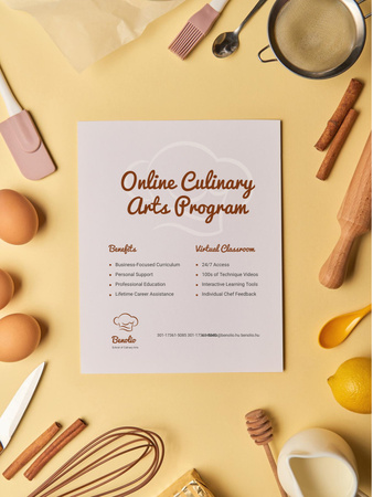 Culinary Courses Ad with Kitchenware for Baking Poster US Design Template