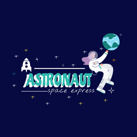 Cute Astronaut in Space Instagram Design Template