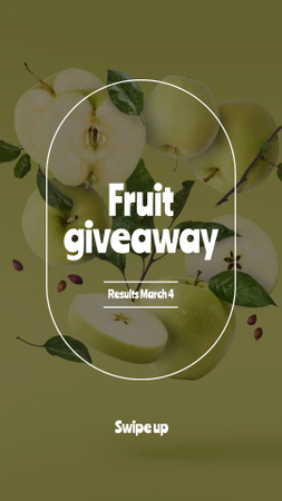 Designvorlage ankündigung zur obstverlosung mit frischen äpfeln für Instagram Story