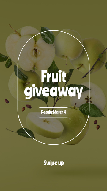 Fruit Giveaway Announcement with Fresh Apples Instagram Story Πρότυπο σχεδίασης
