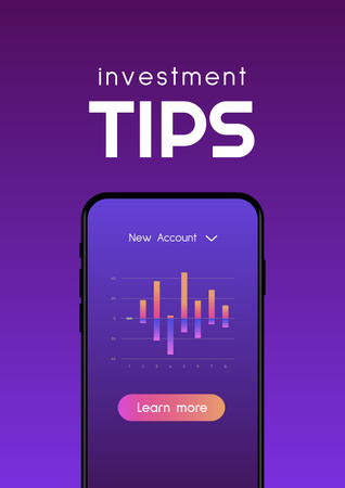 Investment Tips on Phone screen Poster Πρότυπο σχεδίασης