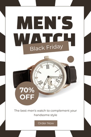 Szablon projektu Wyprzedaż męskich zegarków w Czarny Piątek Pinterest