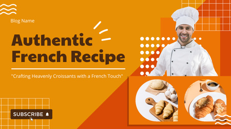 Ontwerpsjabloon van Youtube Thumbnail van Recept voor heerlijke Franse croissants van banketbakker