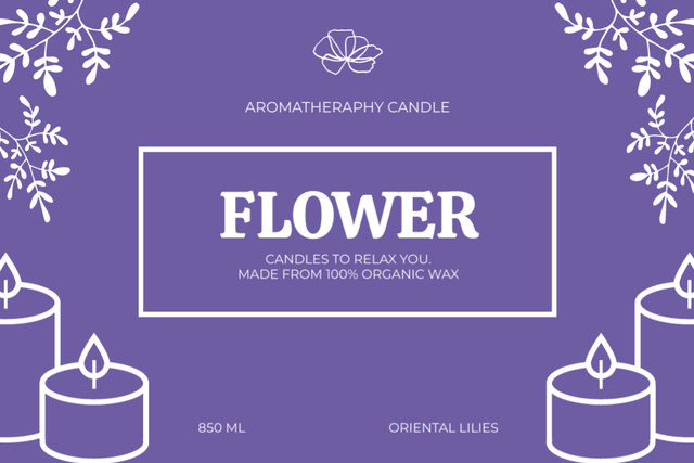 Ontwerpsjabloon van Label van Flower Scent Candles For Aromatherapy Offer