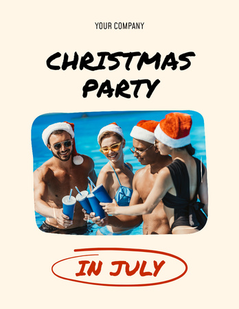 X-mas in July Celebration with Youth in Santa's Hats Flyer 8.5x11in Design Template