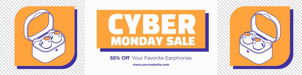 Cyber Monday Special Offer of Trendy Earbuds Twitter Design Template