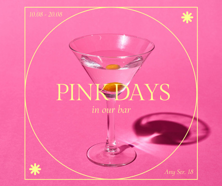Szablon projektu Różowa reklama Happy Hours w barze Facebook