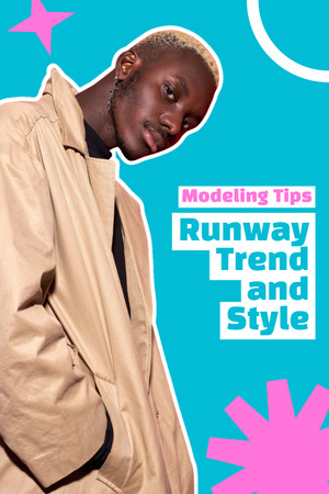 Modeling Tips with Stylish African American Man Pinterest Design Template
