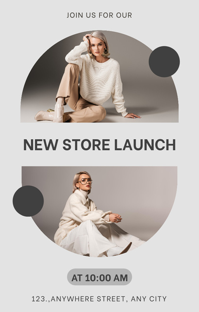 Plantilla de diseño de New Store Launching Ad with Collage in Grey Palette Invitation 4.6x7.2in 