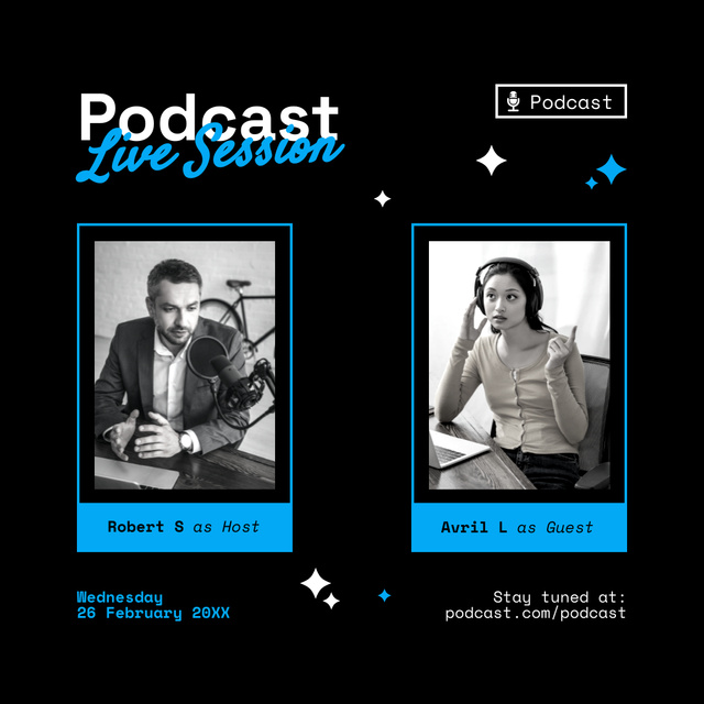 Designvorlage Podcast Live Session für Instagram