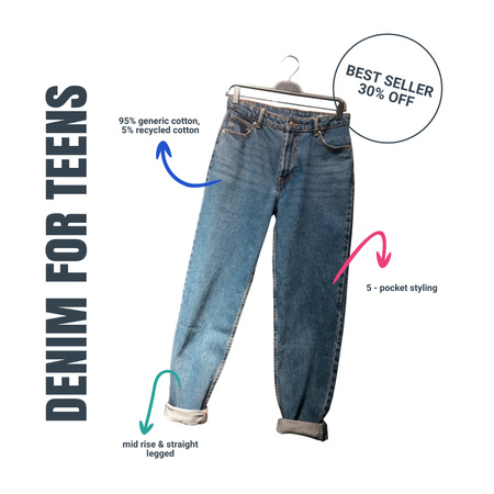 Plantilla de diseño de Denim Jeans For Teens With Discount Instagram 