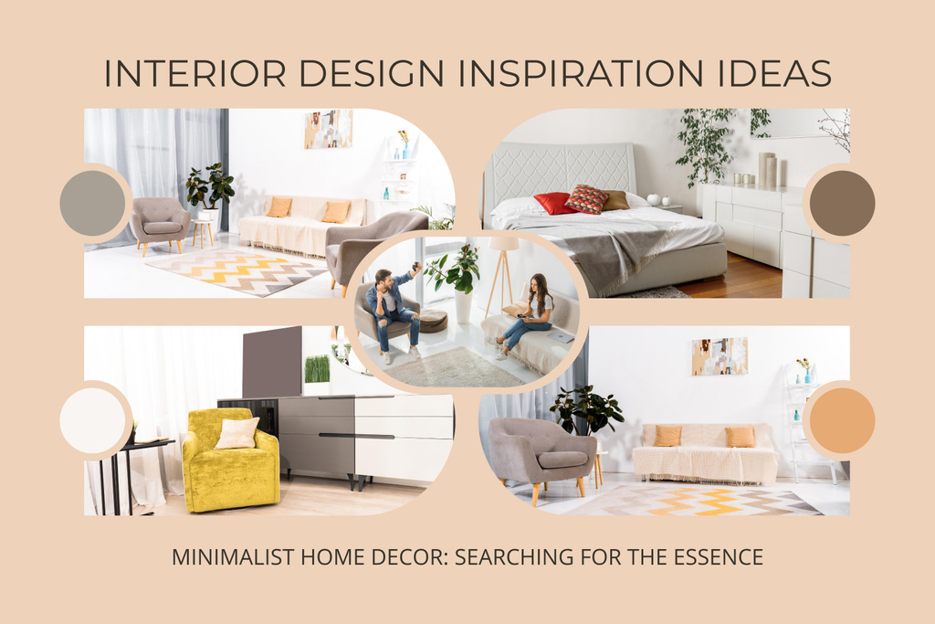 Peach Collage of Interior Design Inspiration Mood Boardデザインテンプレート