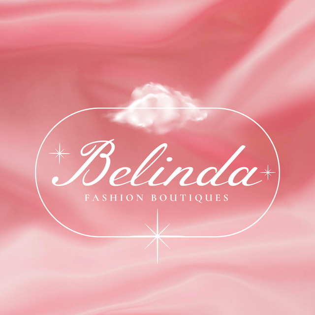 Fashion Boutique Ad with Pink Clouds Logo Modelo de Design