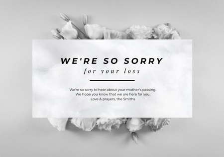 Black and White Condolence Messages Postcard A5 Design Template