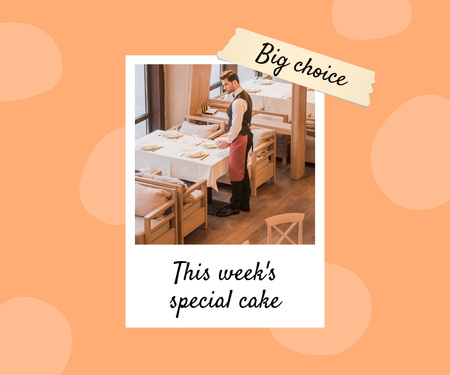 Bakery Ad with Cook making Cake Large Rectangle Design Template