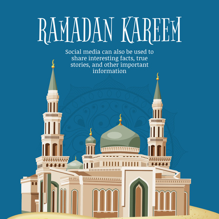 Bílá muslimská mešita pro ramadánový pozdrav Instagram Šablona návrhu