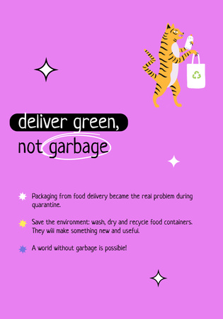 Ontwerpsjabloon van Poster 28x40in van Waste Recycling Motivation with Cute Tiger holding Eco Bag