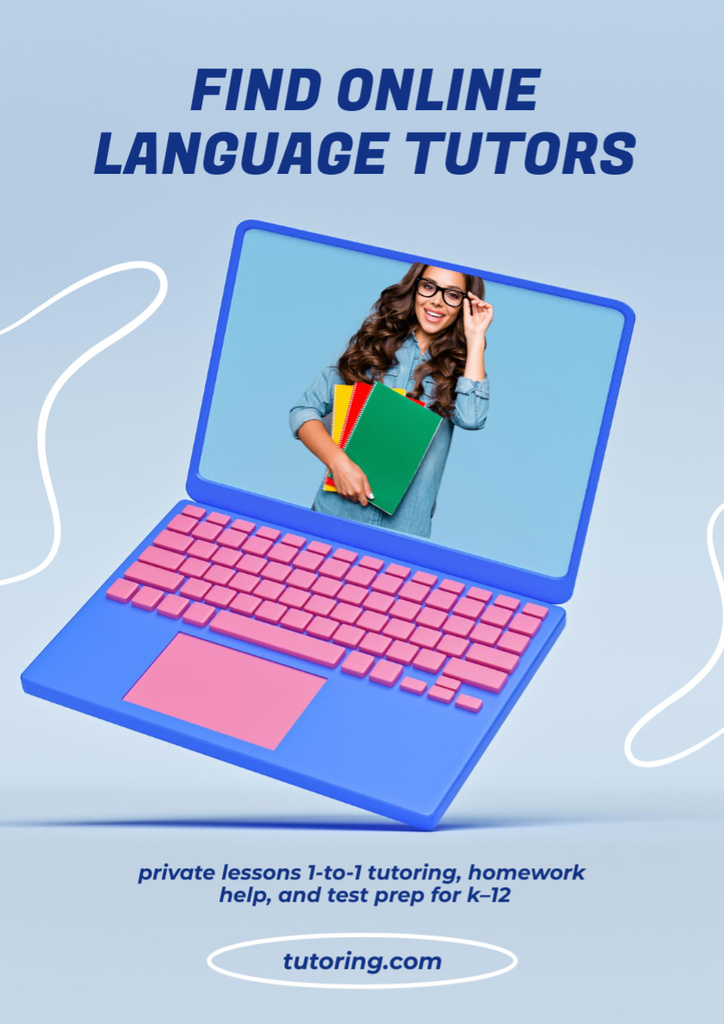 Online Language Tutoring Poster A3 Design Template