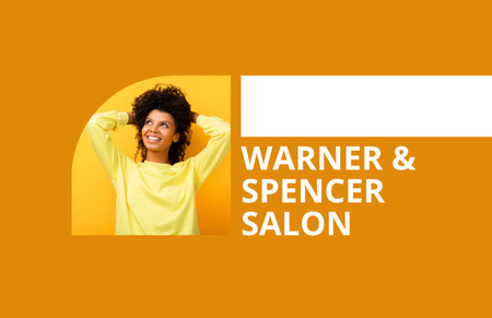 Beauty Salon Loyalty Program on Orange Business Card 85x55mm Design Template