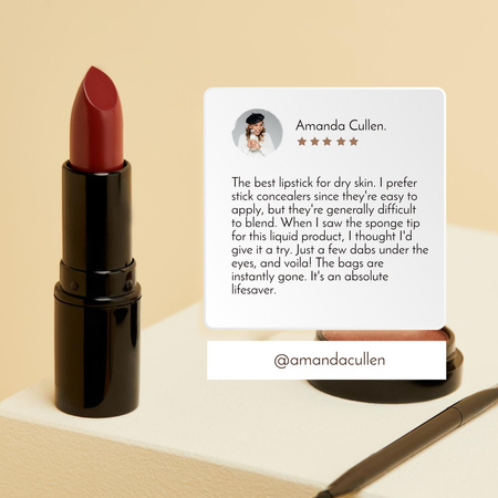 Designvorlage Beauty Review with Red Lipstick für Instagram