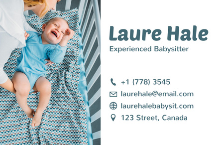 Babysitting Services Ad with Cute Baby Business Card 85x55mm Design Template