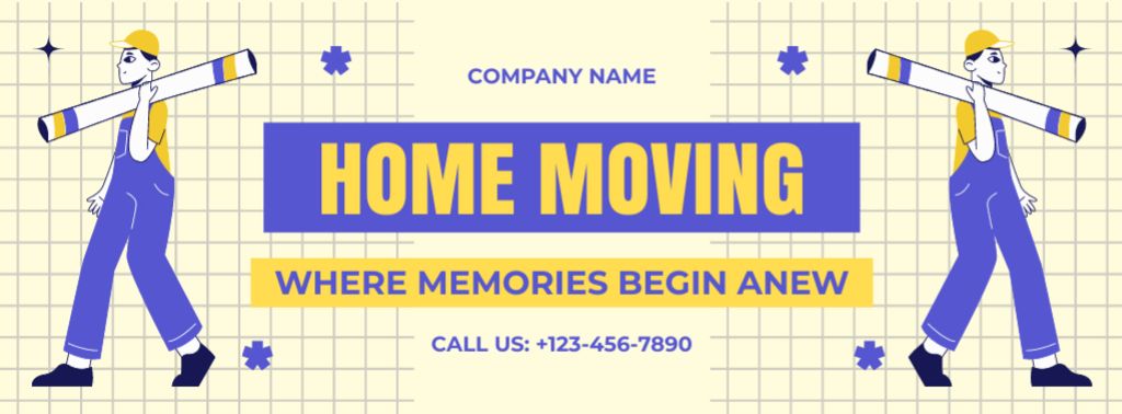 Designvorlage Home Moving Services Offer with Illustration für Facebook cover