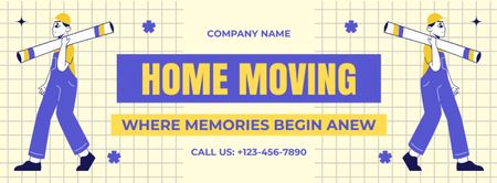 Home Moving Services Offer with Illustration Facebook cover Design Template