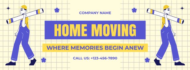 Home Moving Services Offer with Illustration Facebook cover Design Template