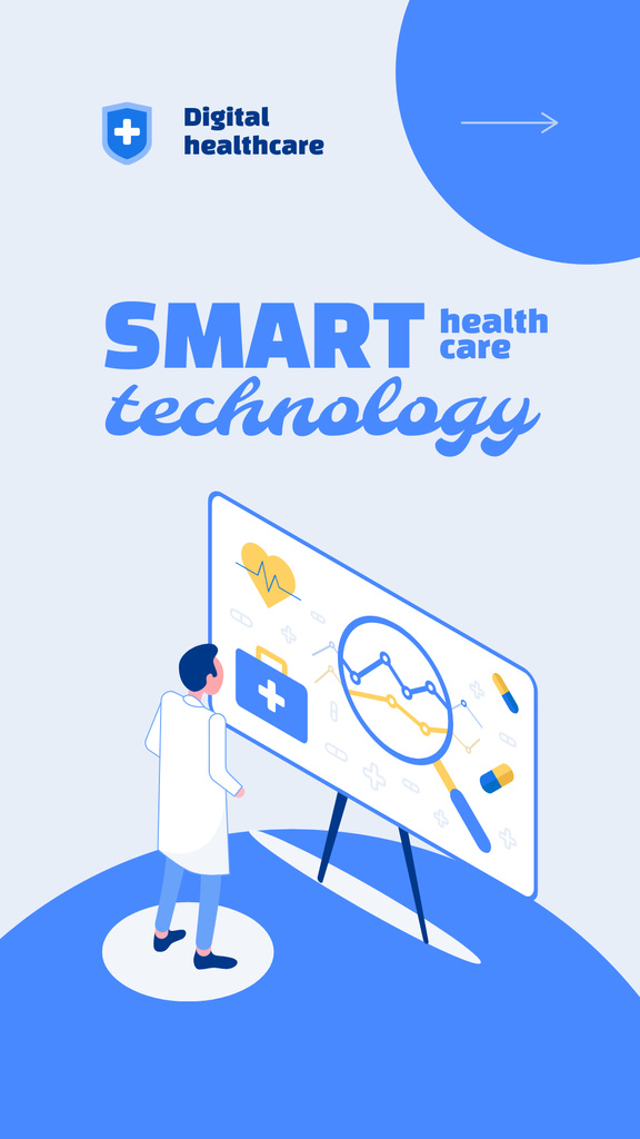 Digital Healthcare Services Offer on Blue Mobile Presentation Modelo de Design