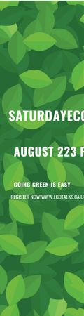 Ecological Event Announcement Green Leaves Texture Skyscraper Design Template