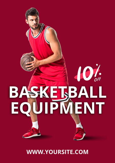 Basketball Equipment Sale Announcement Poster Design Template