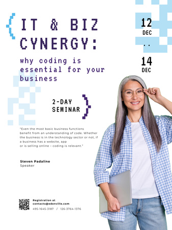 Platilla de diseño IT Conference And Seminar Announcement In Winter Poster US