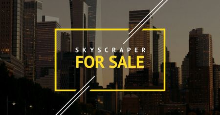 Modèle de visuel gratte-ciel à vendre dans un cadre jaune - Facebook AD