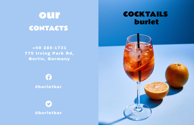 Best Cocktails Offer with Oranges In Bar Brochure 11x17in Bi-fold Design Template