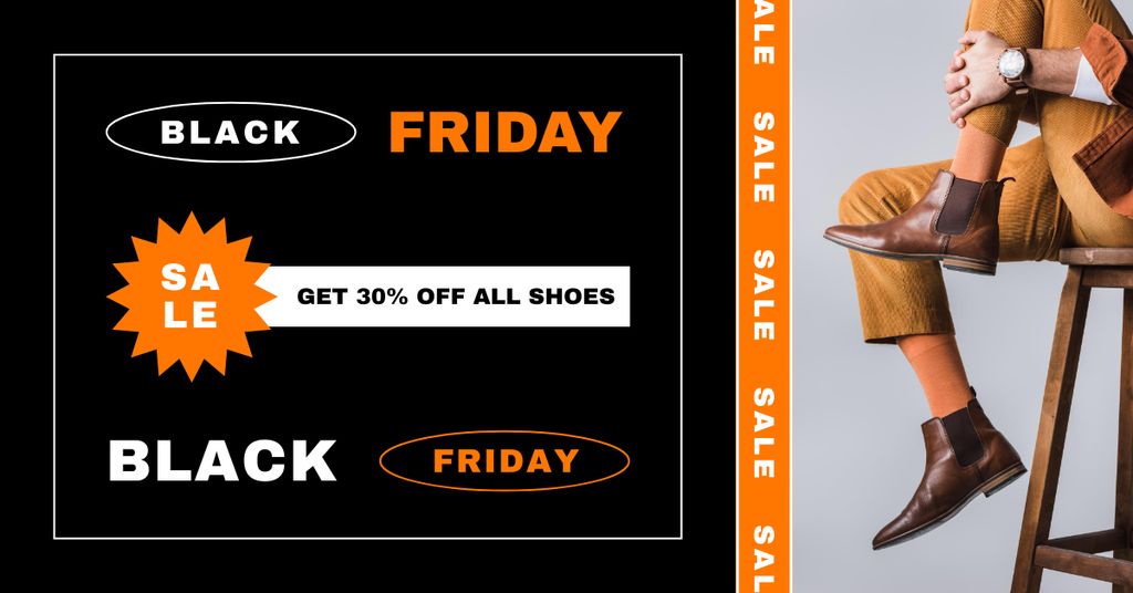 Plantilla de diseño de Black Friday Deals on All Shoes Facebook AD 