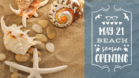 Beach opening with Shells on Sand FB event cover Modelo de Design