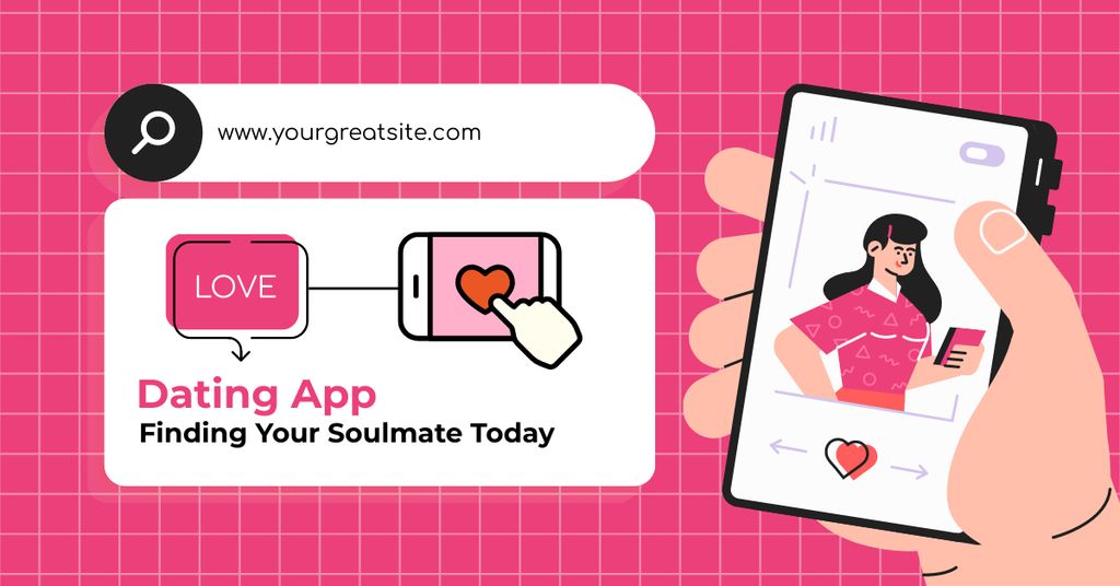 Finding Your Soulmate Using Dating App Facebook AD Πρότυπο σχεδίασης