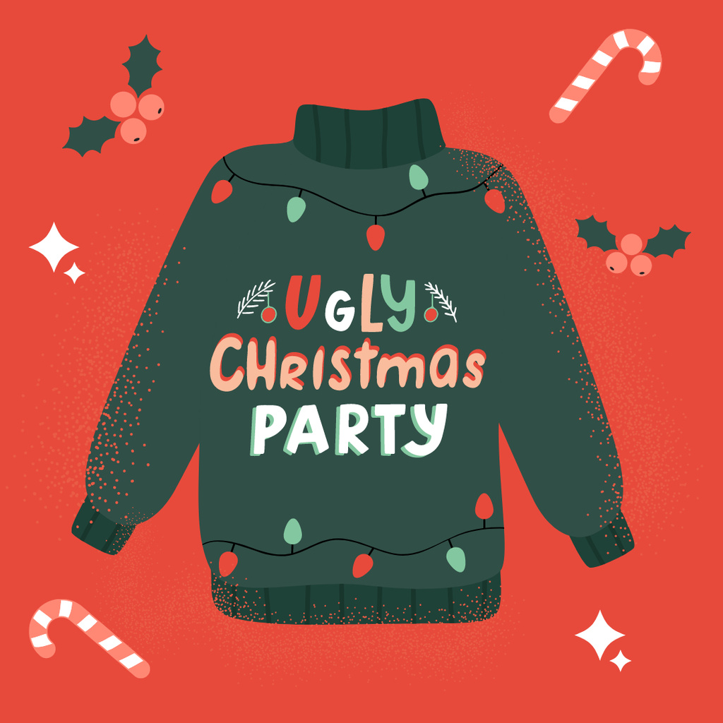 Plantilla de diseño de Christmas Sweater Party Announcement Instagram 