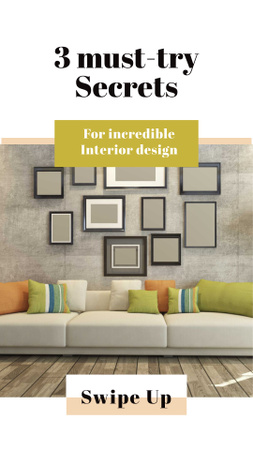 Designvorlage Secrets of Interior Design with Stylish Room für Instagram Story
