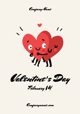 Plantilla de diseño de Anuncio del día de San Valentín con lindos corazones de pareja Postcard A5 Vertical 