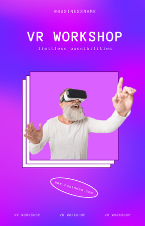 Ontwerpsjabloon van IGTV Cover van Aankondiging van virtuele workshop met oude man in hoofdtelefoon