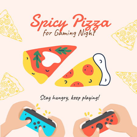 Spicy Pizza for Gamming Night Instagram Design Template