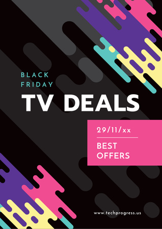 Designvorlage Black Friday TV Deals on Colorful Strokes of Paint für Flyer A4